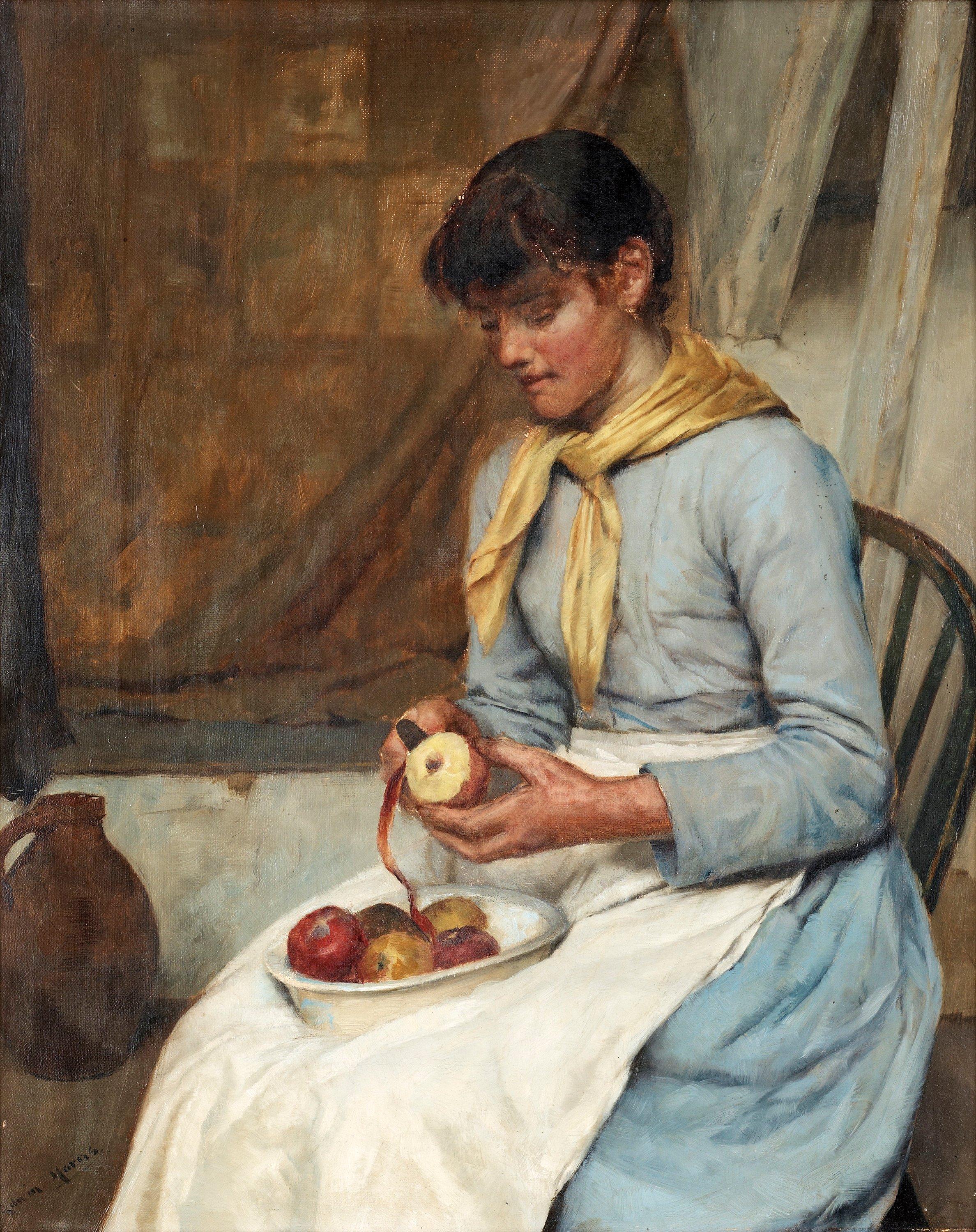 Edwin Harris - Young woman peeling apples