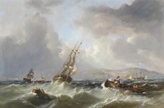 Edwin Hayes, R.H.A., R.I. - The brig Homeward Bound off the entrance to Howth harbour, Dublin