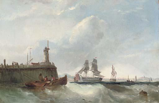 Edwin Hayes, R.H.A. - Shipping at the harbour mouth