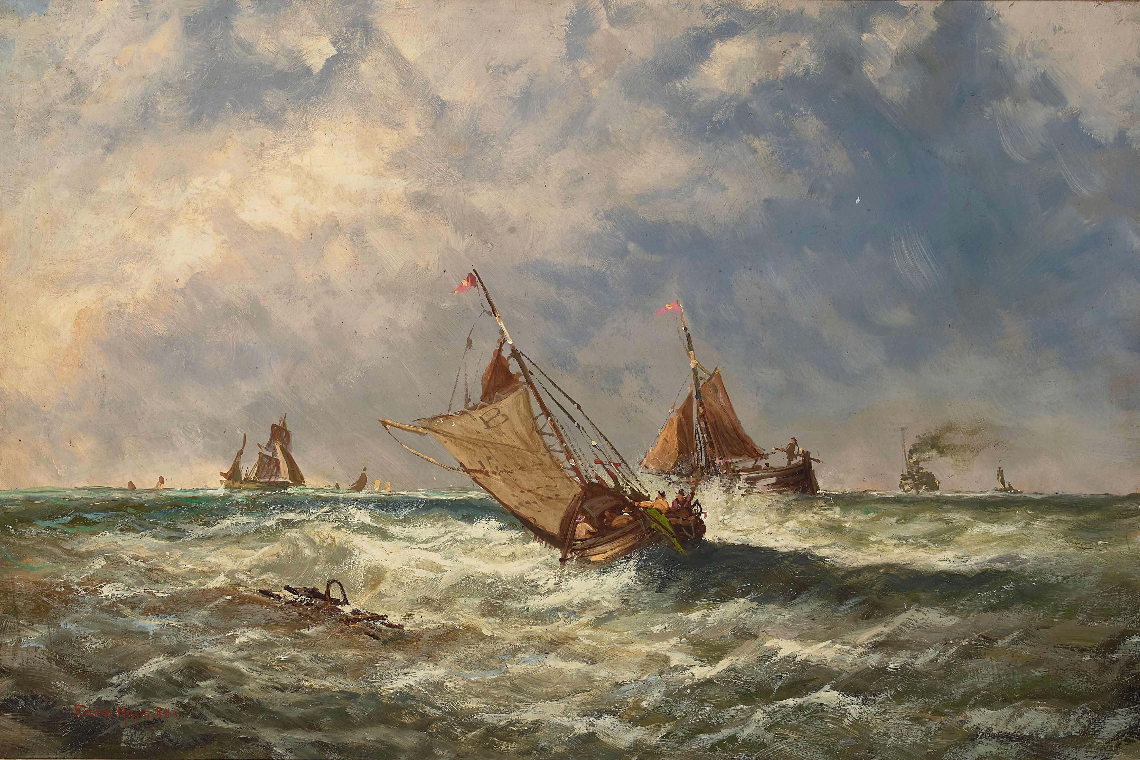 Edwin Hayes RHA, RI, ROI - Ships in a squall