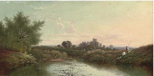 Edwin Henry Boddington - Anglers Along The Thames, With Windsor Castle Beyond