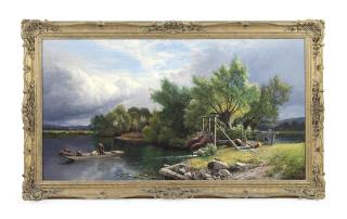 Edwin Henry Boddington - Eel Fishing On The Thames