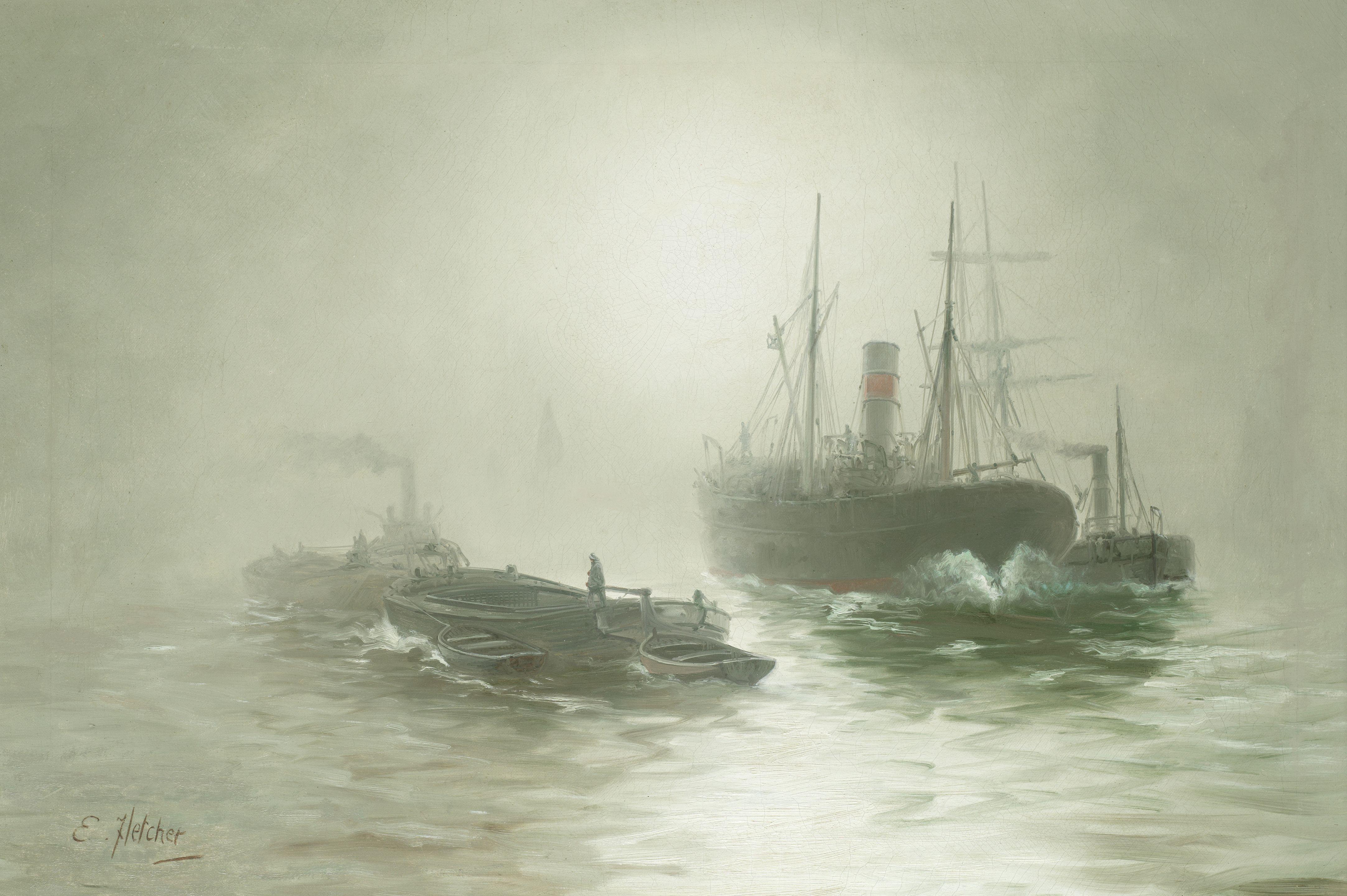 Edwin Henry Eugene Fletcher - Misty morning on the Thames