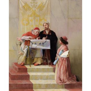 Edwin-Howland Blashfield - Bramante Présentant Les Plans De Saint-Pierre Du Vatican Au Pape