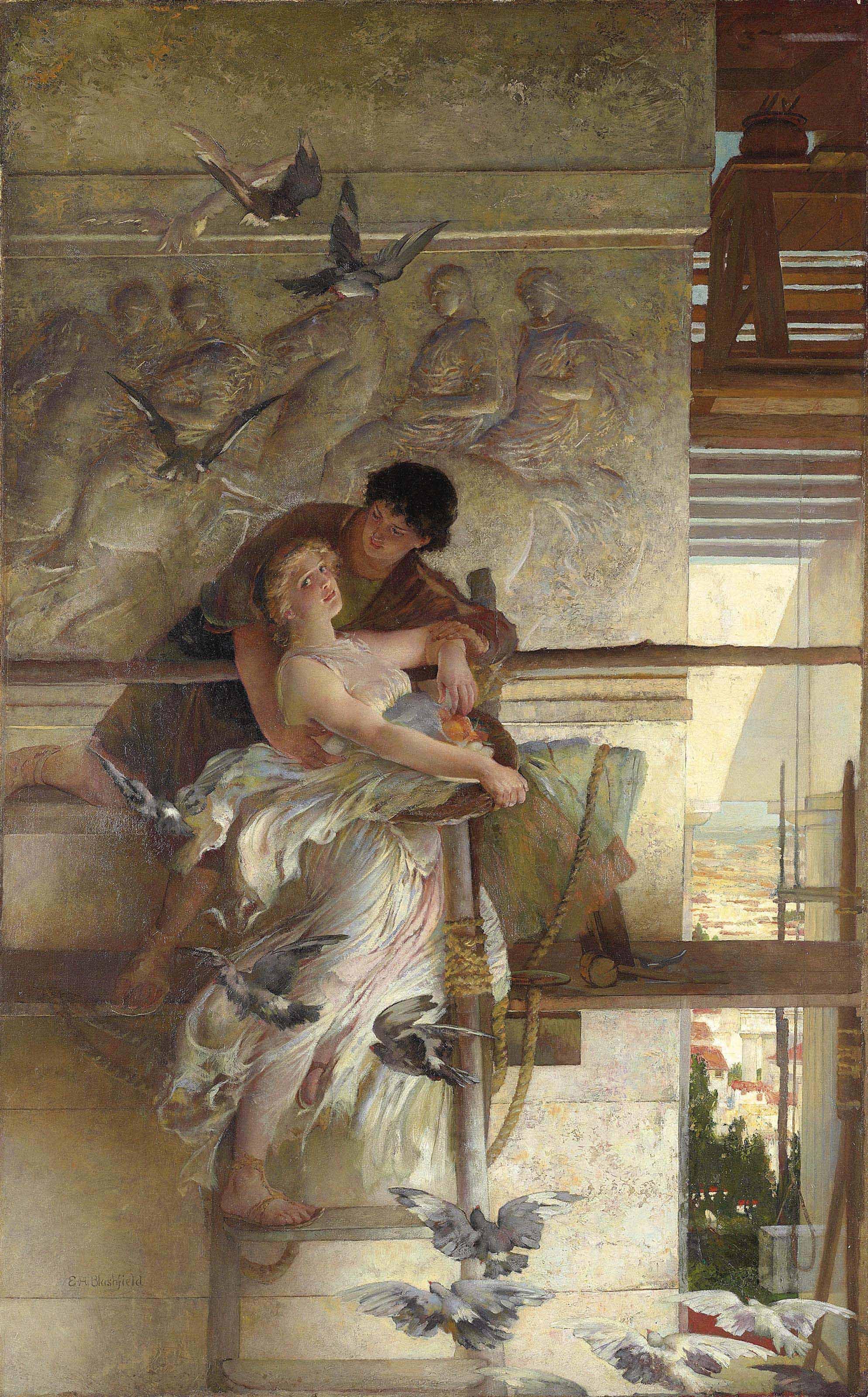 Edwin Howland Blashfield - Under The Temple Eaves