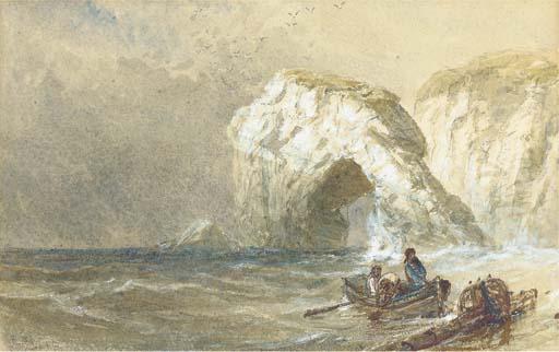 Edwin John Ellis - Salvaging the wreck, one off Durdle Dor