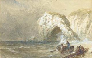 Edwin John Ellis - Salvaging the wreck, one off Durdle Dor