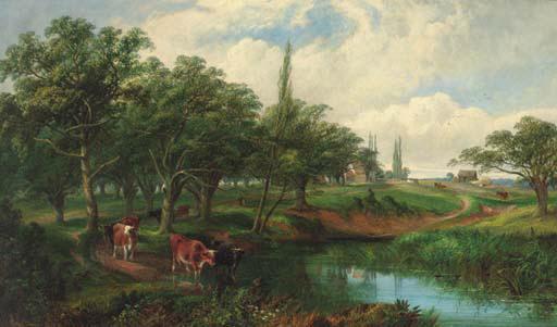 Edwin L. Meadows - Cattle watering in Epping Forest