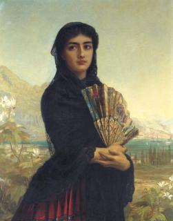 Edwin Long R.A. - Gibraltar; From The Series \'Daughters Of Our Empire\'  High On The Rock That Fronts The Sea Stands Alone Our Fortress Key Lady Of The Southern Main