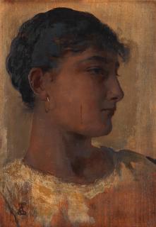 Edwin Long - Portrait of a young woman in profile