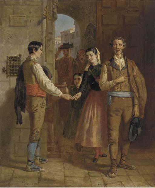 Edwin Longsden Long, R.A. - The entrance to the cathedral at Burgos, Spain