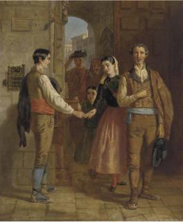 Edwin Longsden Long, R.A. - The entrance to the cathedral at Burgos, Spain