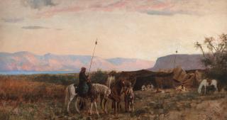 Edwin Lord Weeks - A Bedouin camp near the Dead Sea
