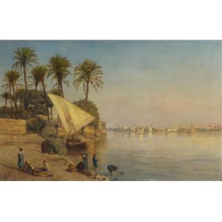 Edwin Lord Weeks - American A View On The Nile Near Cairo