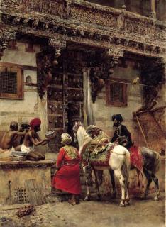 Edwin Lord Weeks - Craftsman Selling Cases by a Teak-Wood Building, Ahmedabad
