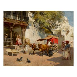 Edwin Lord Weeks - Nautch Girls And Bullock Gharry, Ahmedabad (Gujarat State, India)