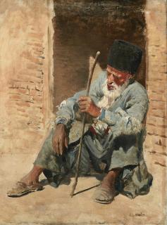 Edwin Lord Weeks - Old man resting in a doorway - Ispahan, Persia