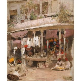 Edwin Lord Weeks - Scène De Marché À Gwalior (Inde)