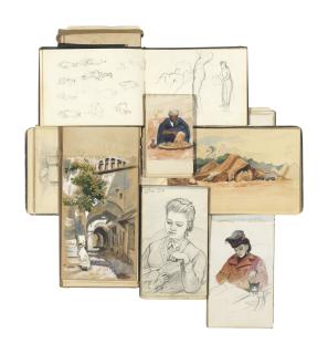 Edwin Lord Weeks - Six sketchbooks including studies of animals, figures, costumes and landscapes