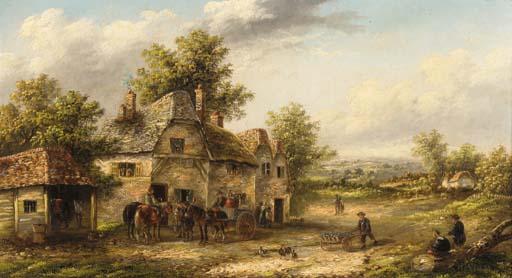 Edwin Masters - Figures before an inn