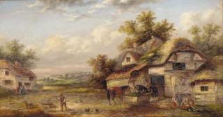 Edwin Masters - Figures In A Farmyard