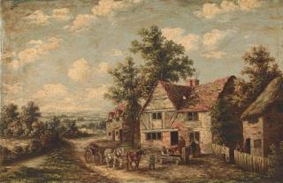 Edwin Masters - Figures in a village; and In the farmyard