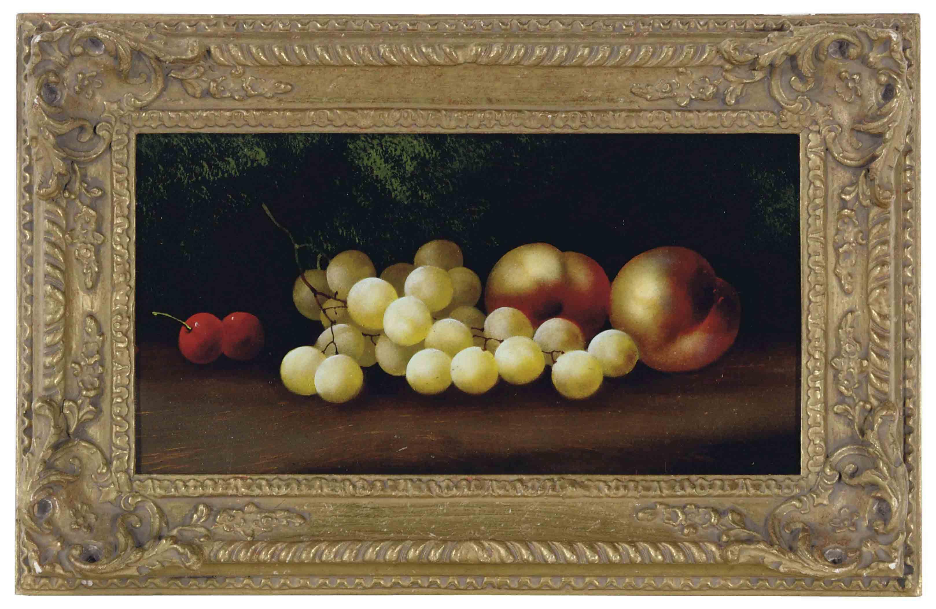 Edwin Steele - Still Life Of Cherries, Grapes And Peaches On A Forest Floor; And A Companion Still Life