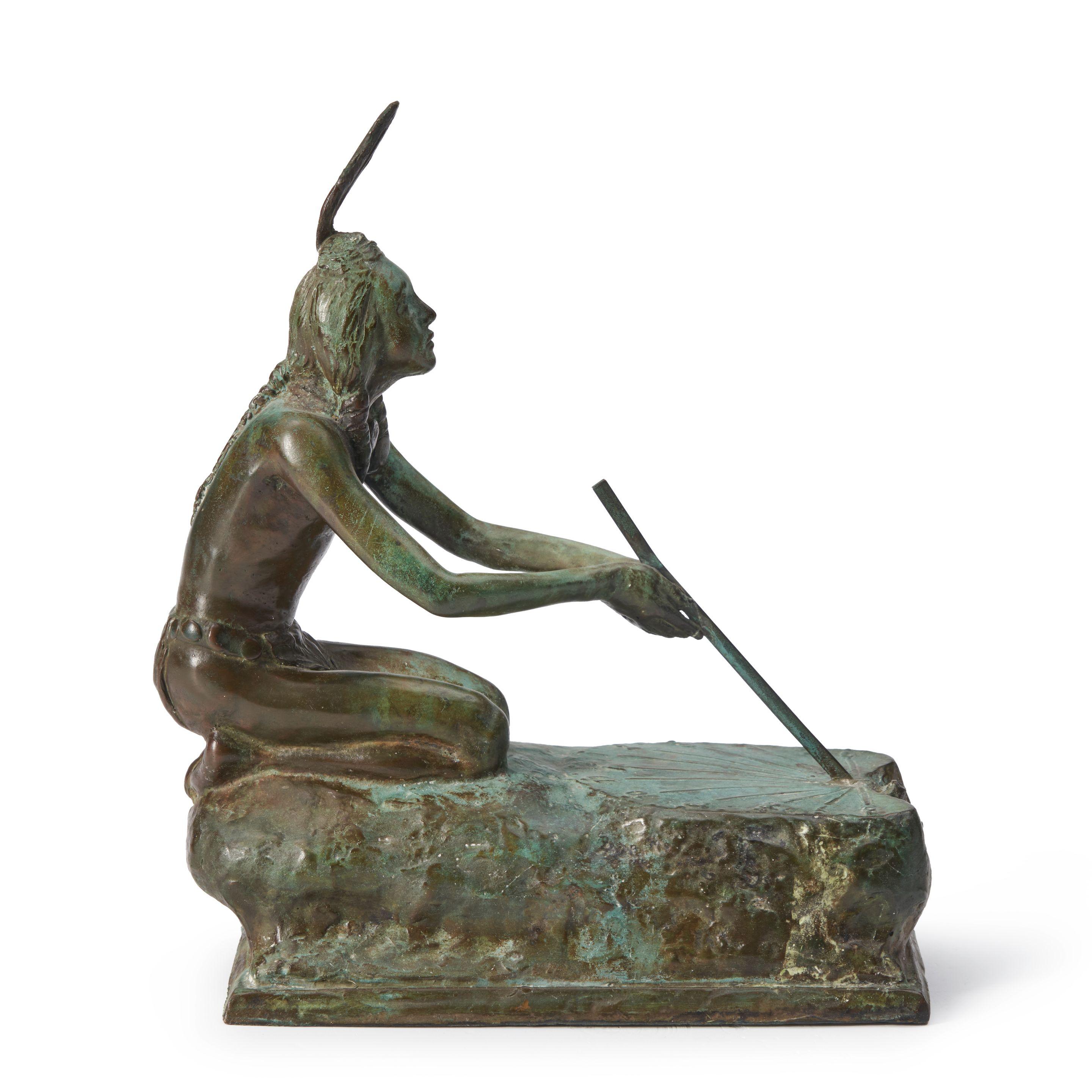 Edwin Willard Deming - A Native American Figure with a Sundial