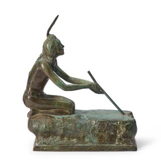 Edwin Willard Deming - A Native American Figure with a Sundial