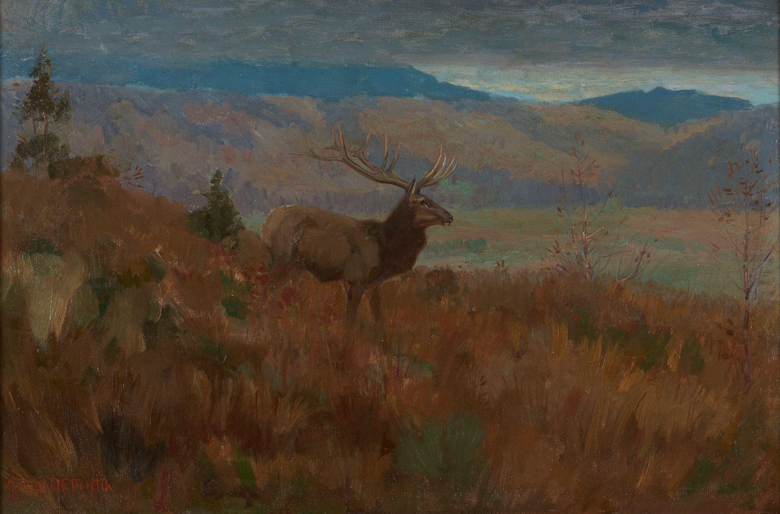 Edwin Willard Deming - Elk in Grassy Highlands, Autumn