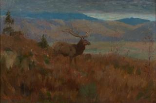Edwin Willard Deming - Elk in Grassy Highlands, Autumn