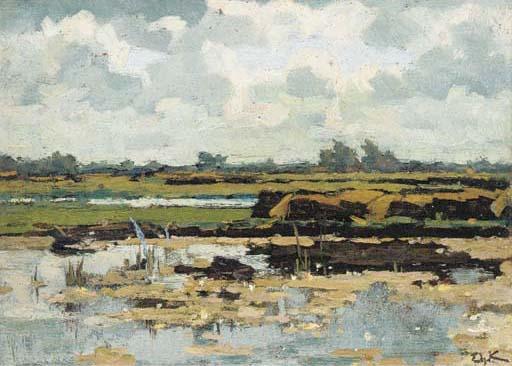 Edzard Willem Koning - A pond in a pastoral landscape
