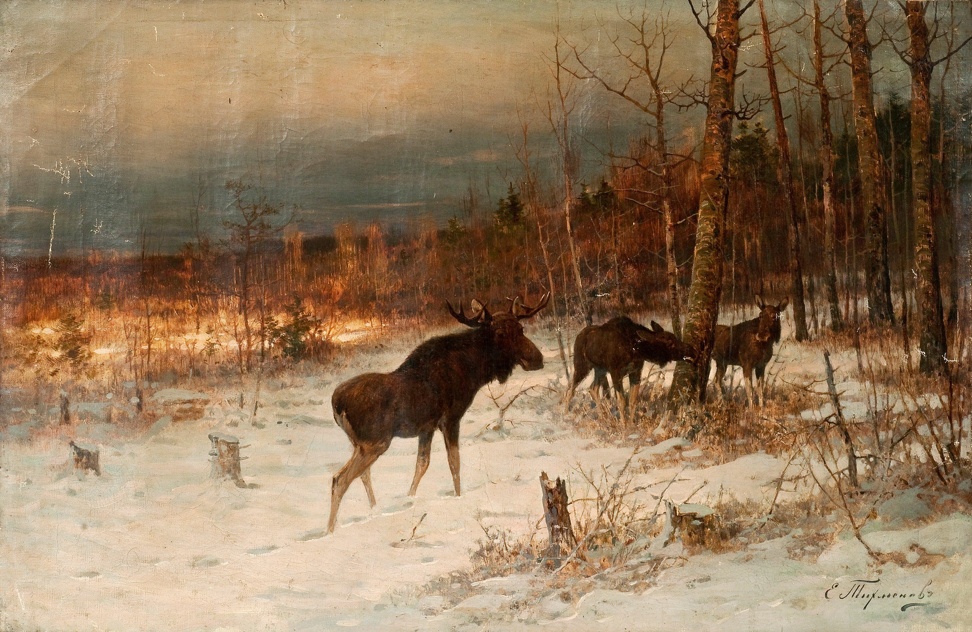 Efim Tikhmenev - Elks In Winter.
