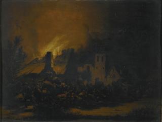 Egbert Lievensz. Van Der Poel - A Fire In A Village At Night