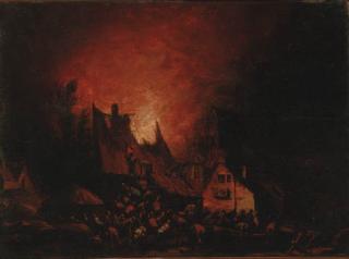 Egbert Lievensz. van der Poel - A village on fire