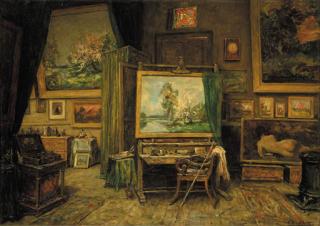 Egbert Rubertus Derk Schaap - Atelier op Villa Nova - the interior of the artist\'s studio