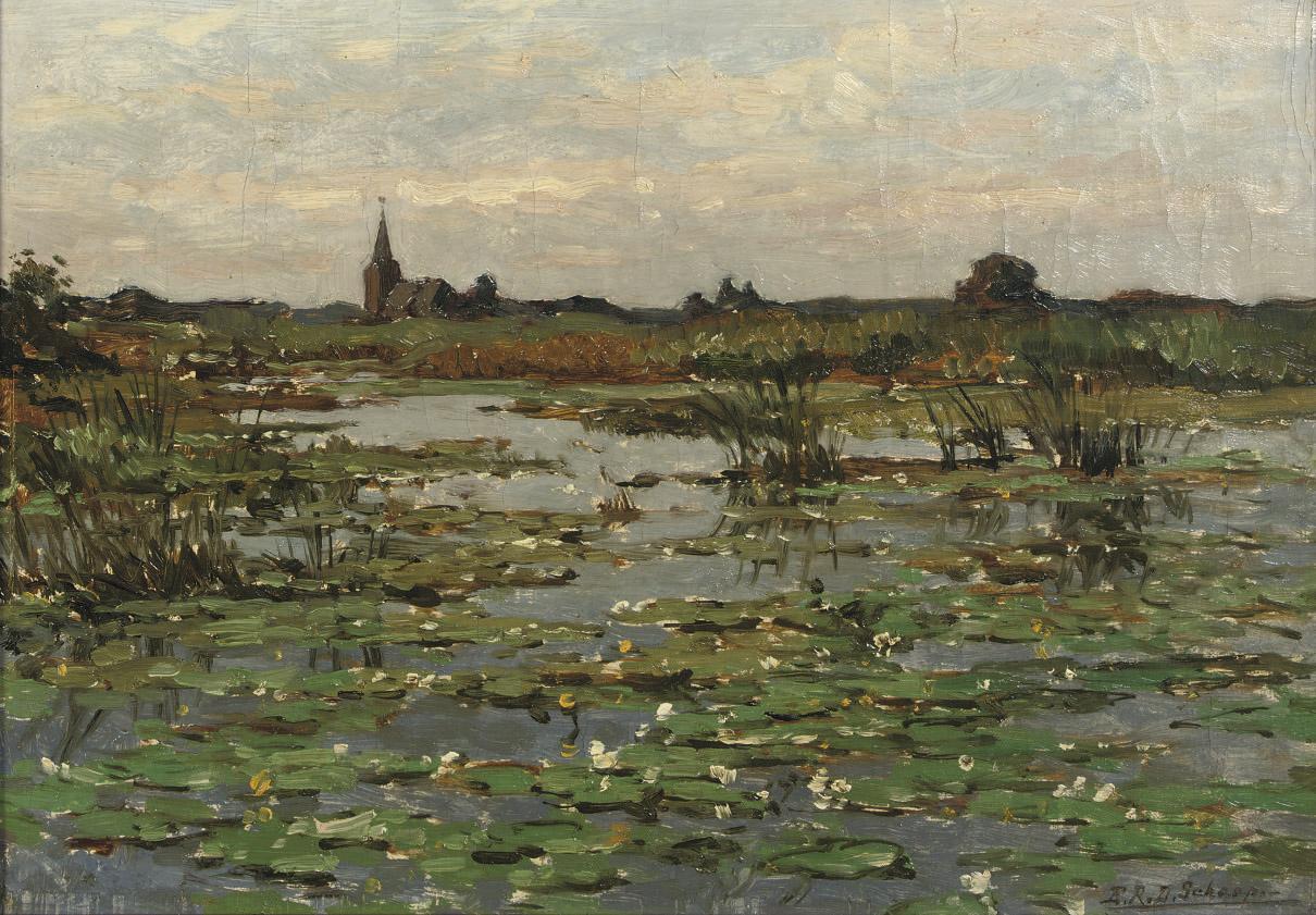 Egbert Rubertus Derk Schaap - Kortenhoefsche Plassen: water-lilies near Kortenhoef