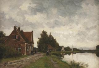 Egbert Schaap - Klompweg, Nigtevecht, with Fort Hinderdam in the distance