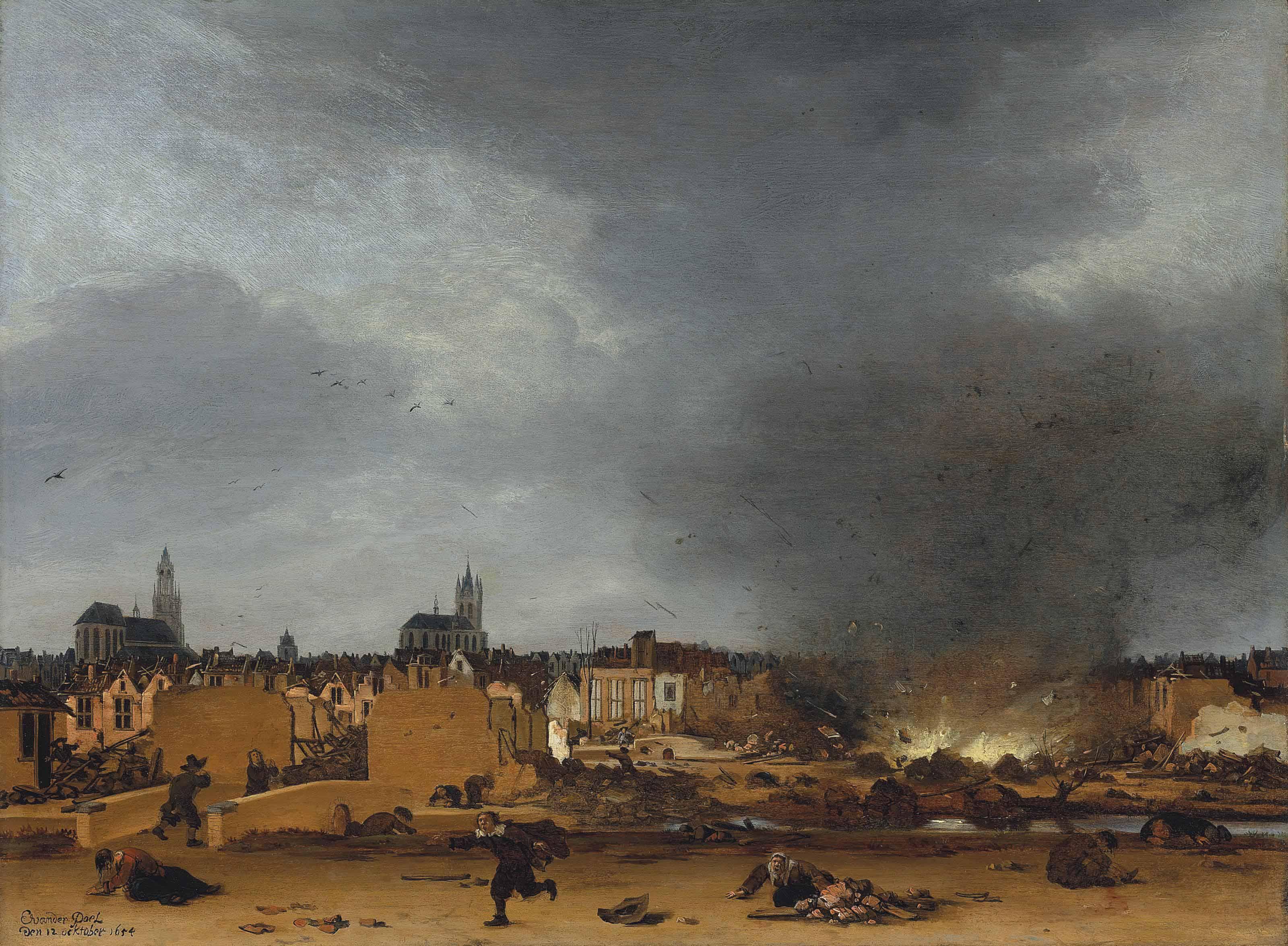 Egbert Van Der Poel - A View Of Delft With The Explosion Of 1654