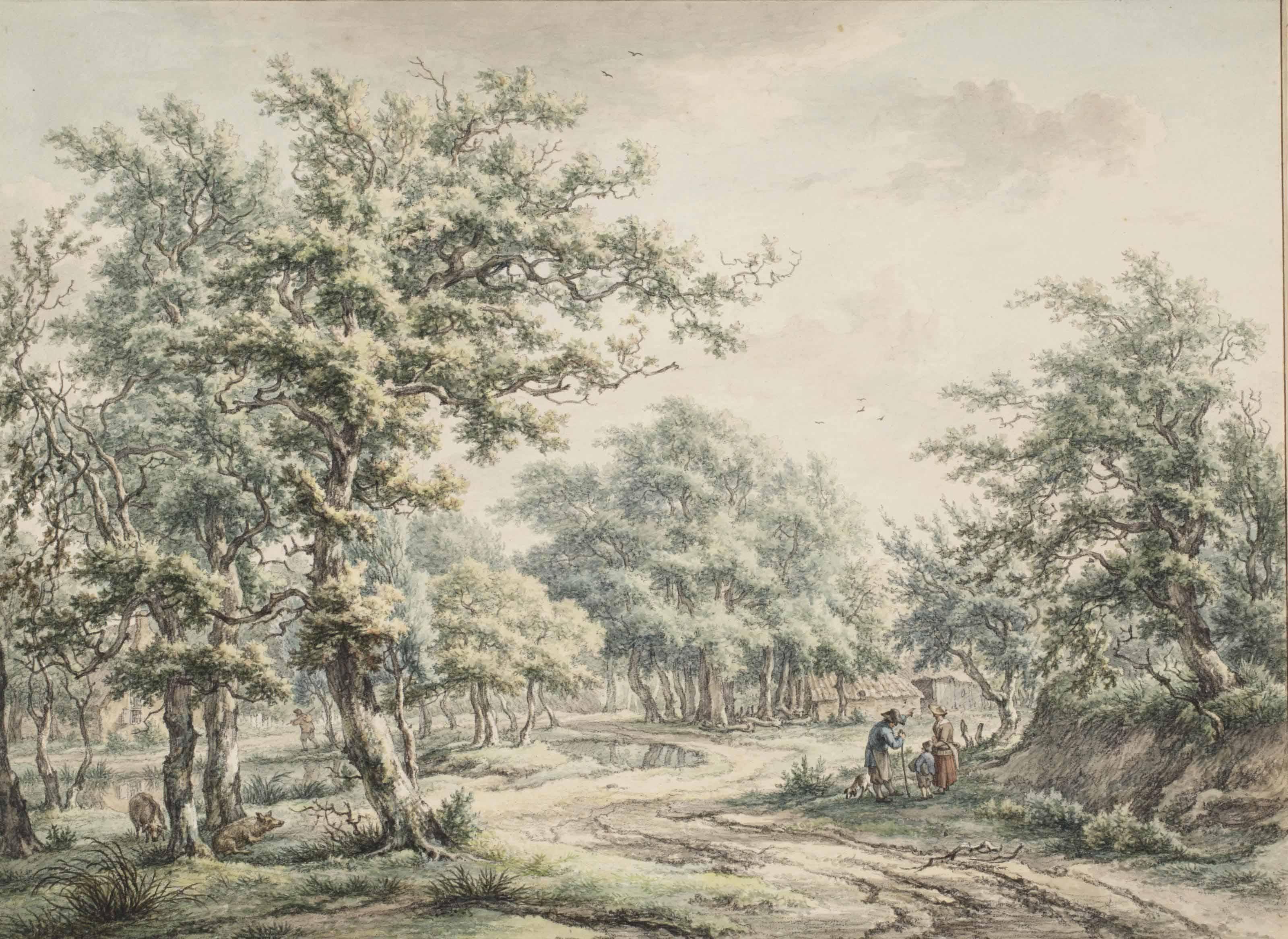 Egbert Van Drielst - A wooded landscape near Eext