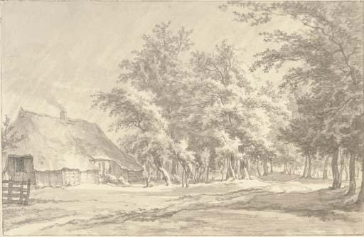 Egbert van Drielst - A Wooded Landscape With A Farmhouse Near Eext