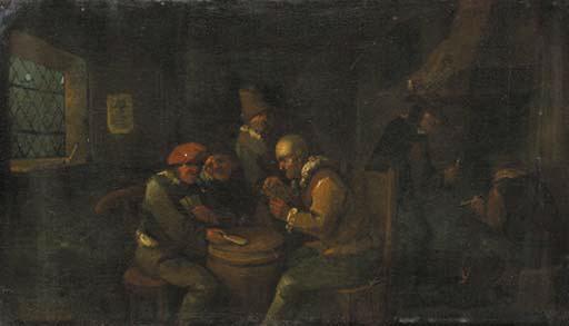 Egbert van Heemskerck II - Boors, playing at cards in an inn