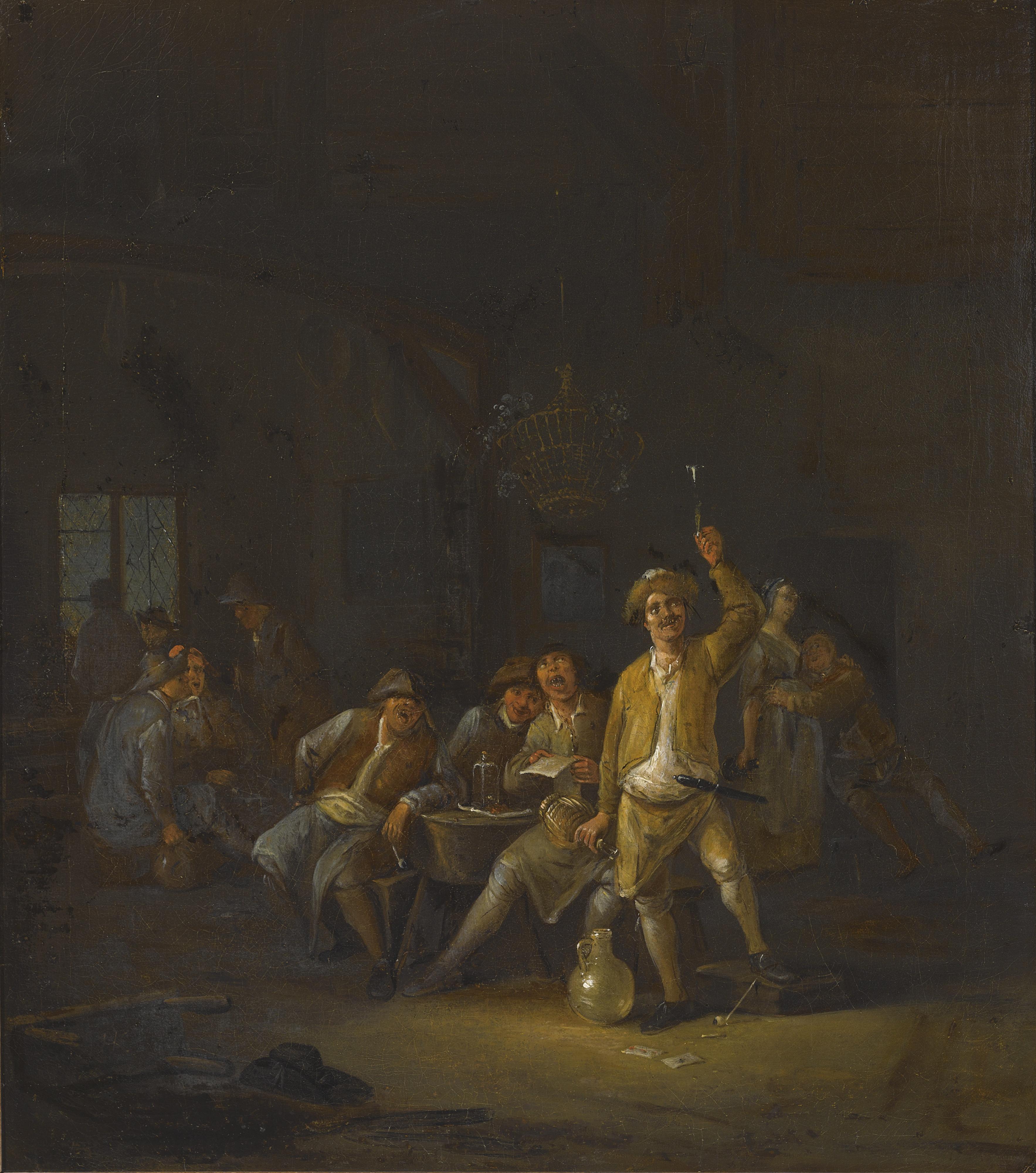 Egbert Van Heemskerck The Younger - A Tavern Interior With Peasants Drinking And Singing