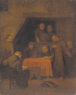 Egbert Van Heemskerk II - Monks in an interior