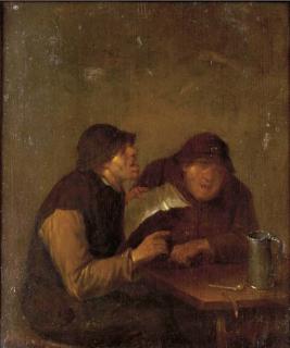 Egbert van Heemskerk II - Peasants drinking and singing in an interior