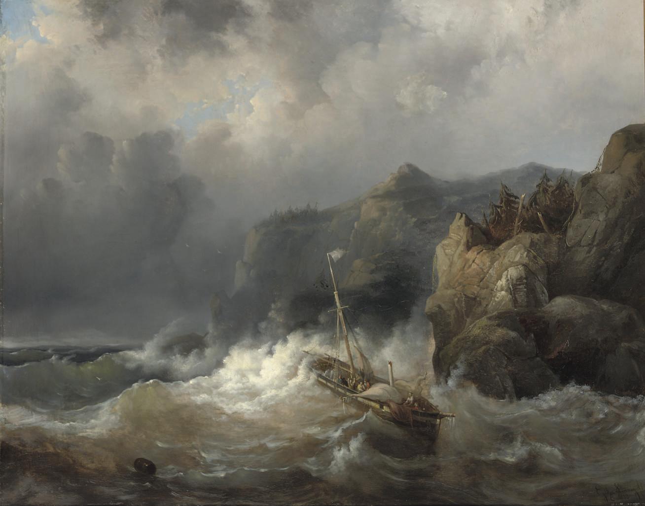 Egidius Linnig - A shipwreck of a rocky coast