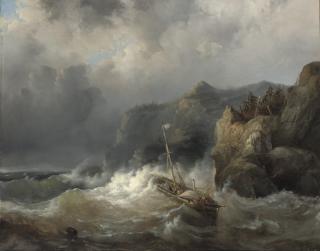 Egidius Linnig - A shipwreck of a rocky coast