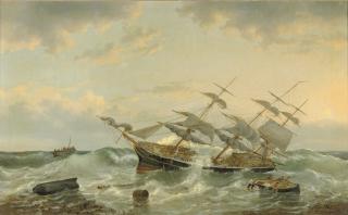 Egidius Linnig - The three-master \'Constant\' off the coast of New Guinea