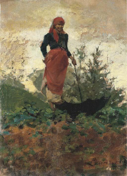 Egisto Lancerotto - Contadina Con Ombrello