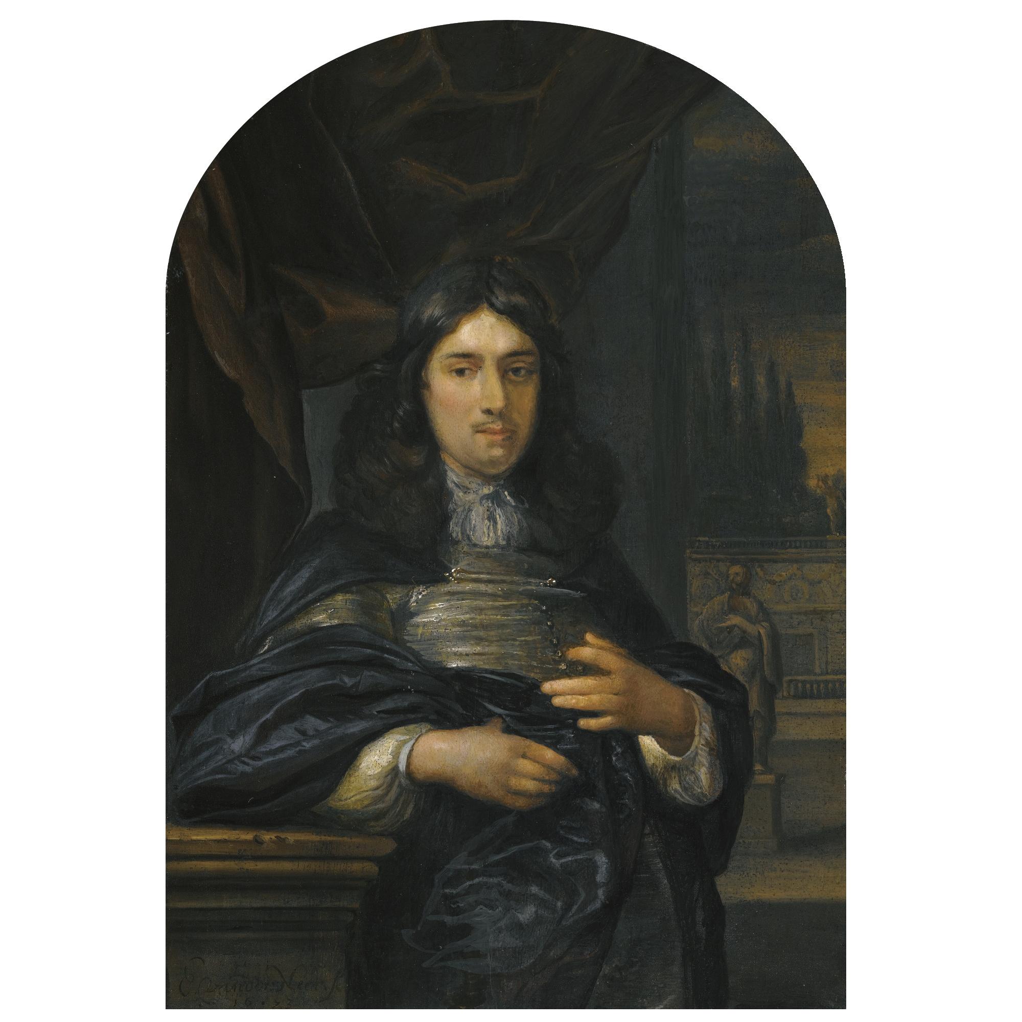 Eglon Hendrick Van Der Neer - Portrait Of A Gentleman Leaning On A Balustrade